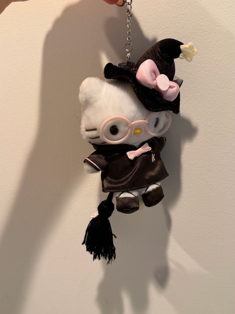 Hello Kitty Black & Pink Witch Plush Keychain